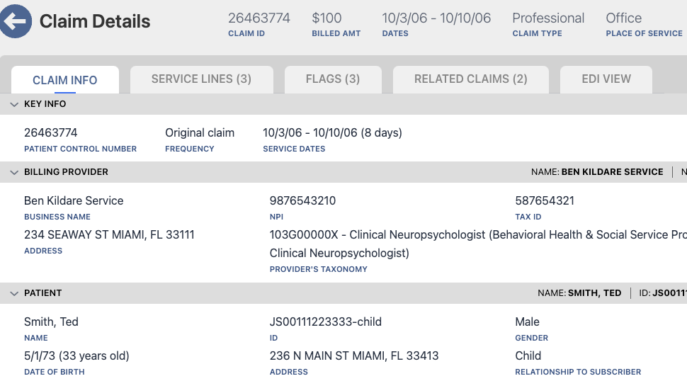 Claim Details View